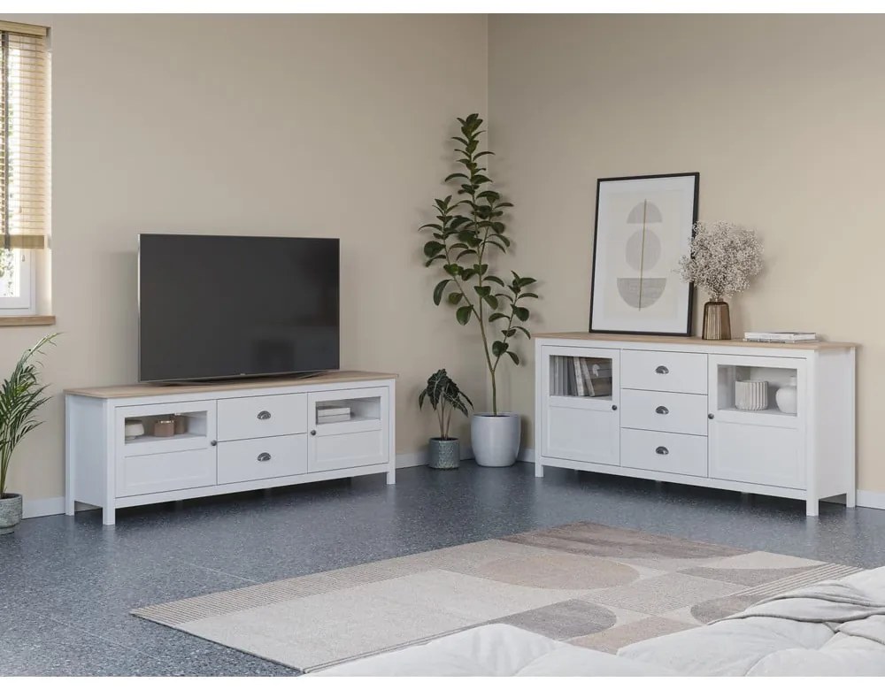 Cassettiera bassa in pino bianco 180x80 cm Misti - Marckeric