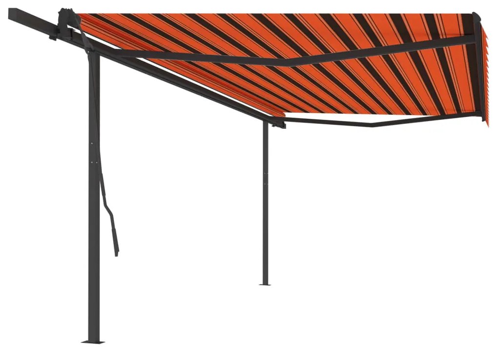 Tenda da Sole Retrattile Manuale Pali 5x3,5 m Arancione Marrone