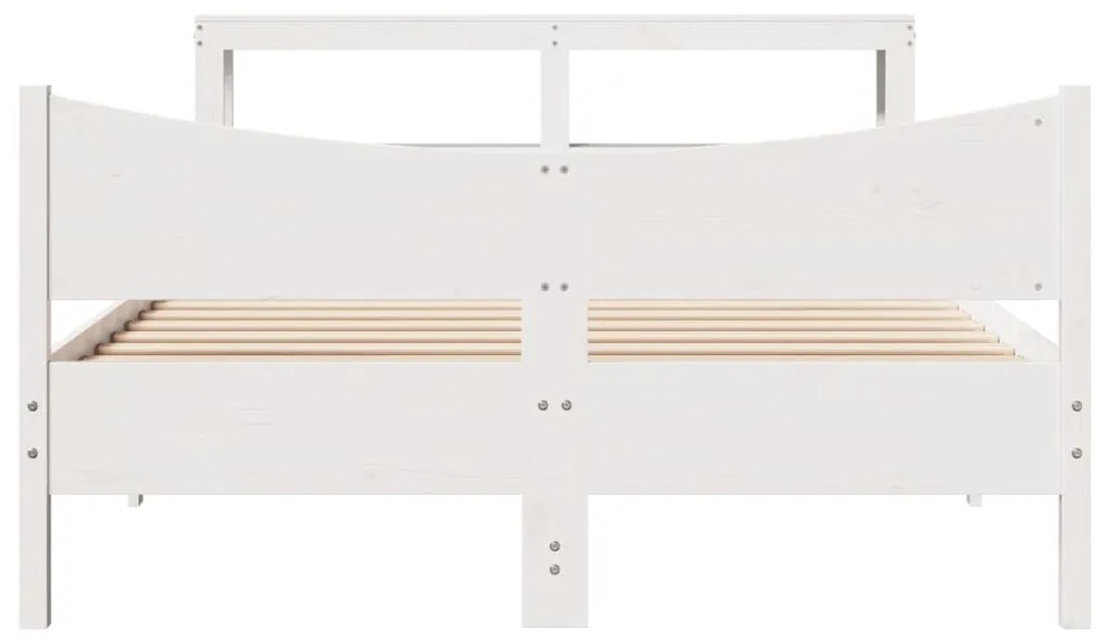 Giroletto con testiera bianco 140x200 cm legno massello di pino
