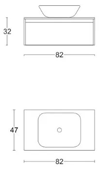 Mobile bagno sospeso 82 cm con cassetto e lavabo Tabacco - LUNA3