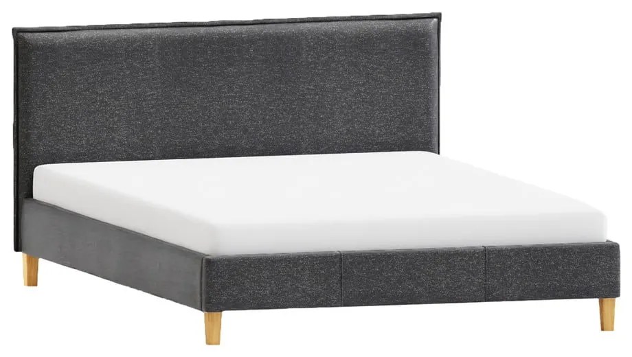 Letto matrimoniale imbottito grigio scuro con griglia 180x200 cm Tina - Ropez