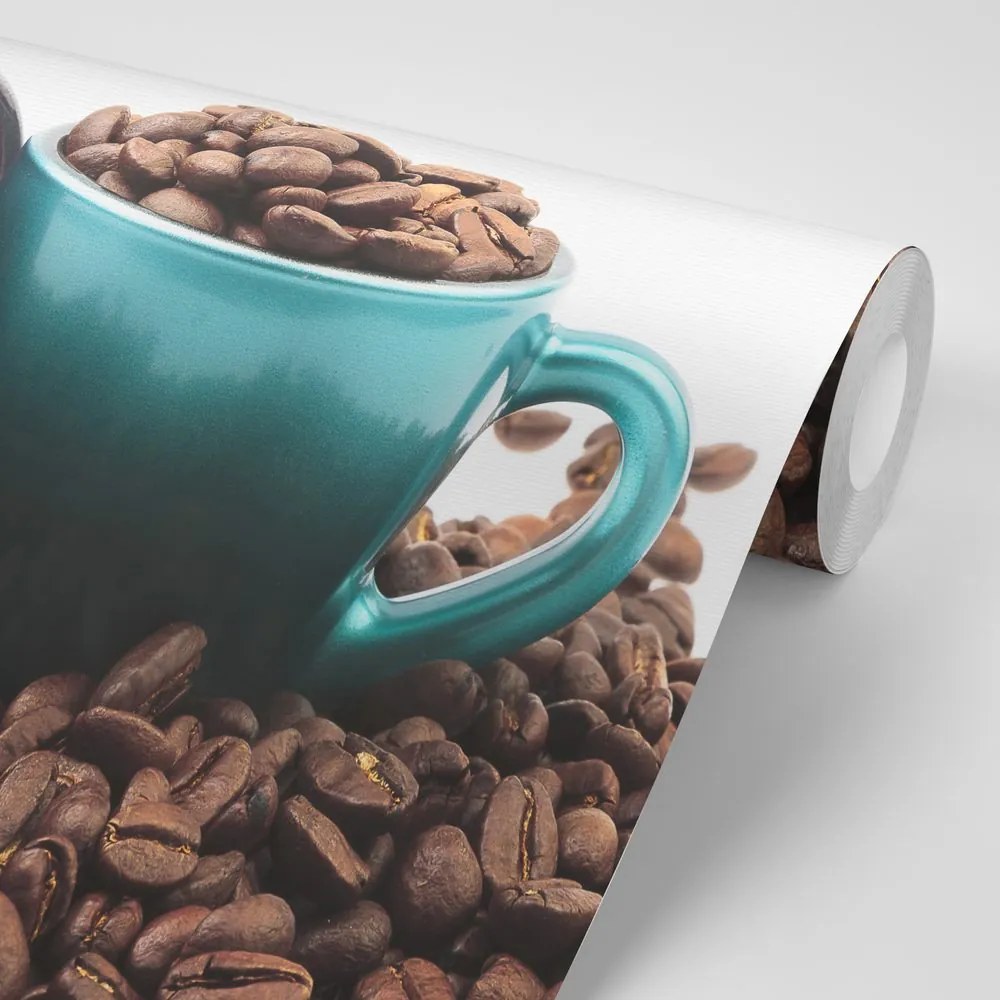 Carta da parati – Tazza con chicchi di caffè