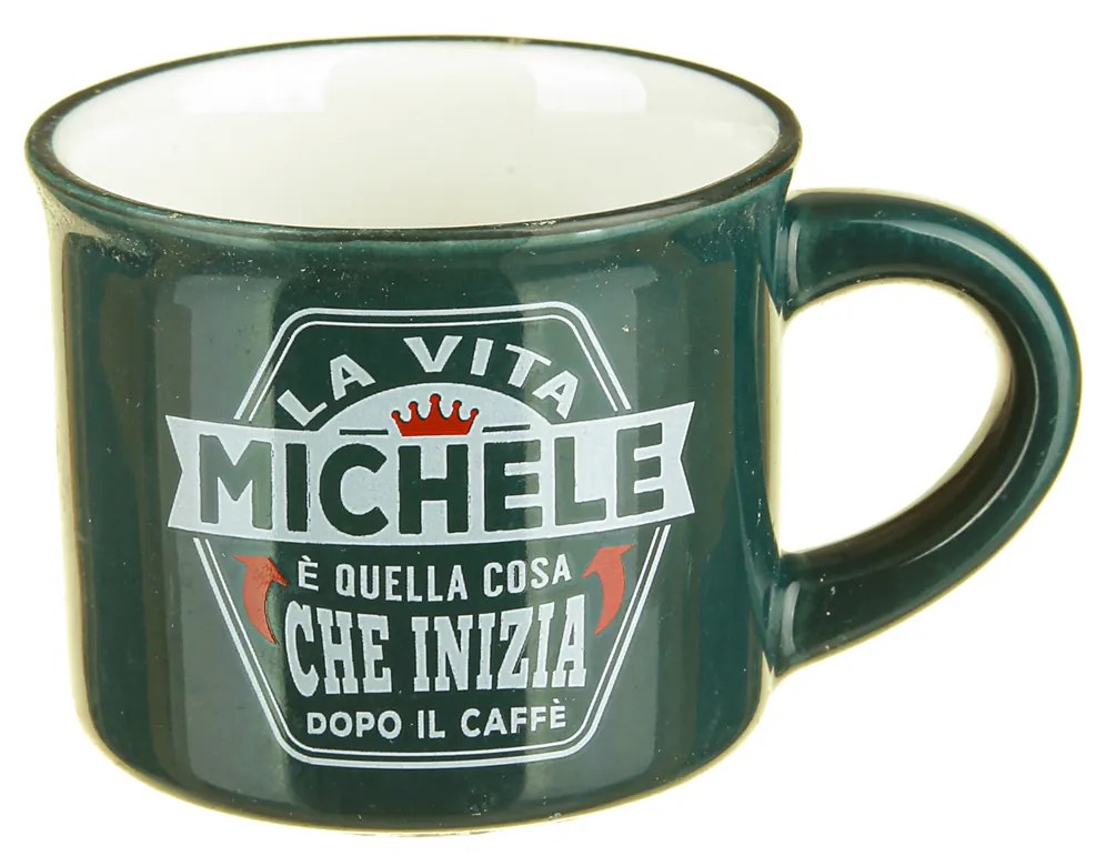 Tazzina caffè con nome Michele in gres porcellanato