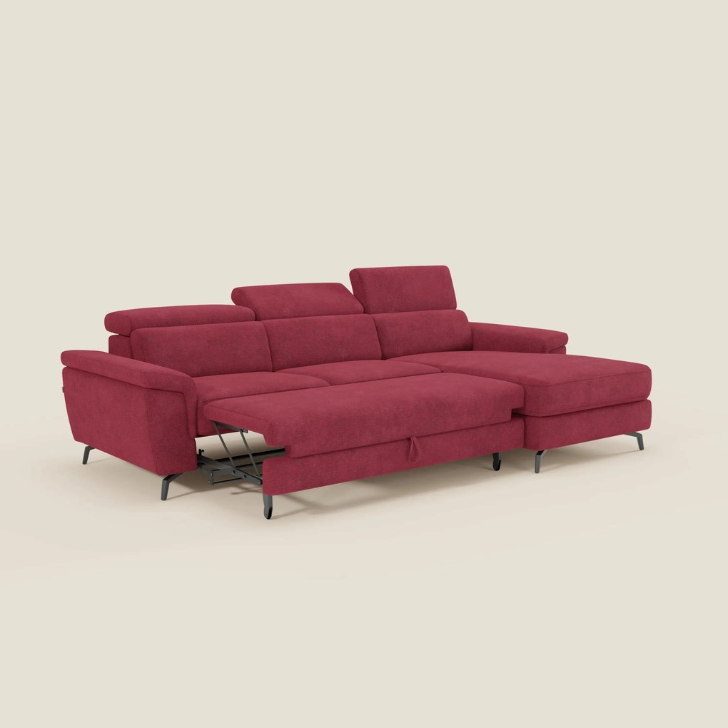 Estro Divano estraibile con chaise-longue e poggiatesta reclinabili in tessuto impermeabile T14 rosso