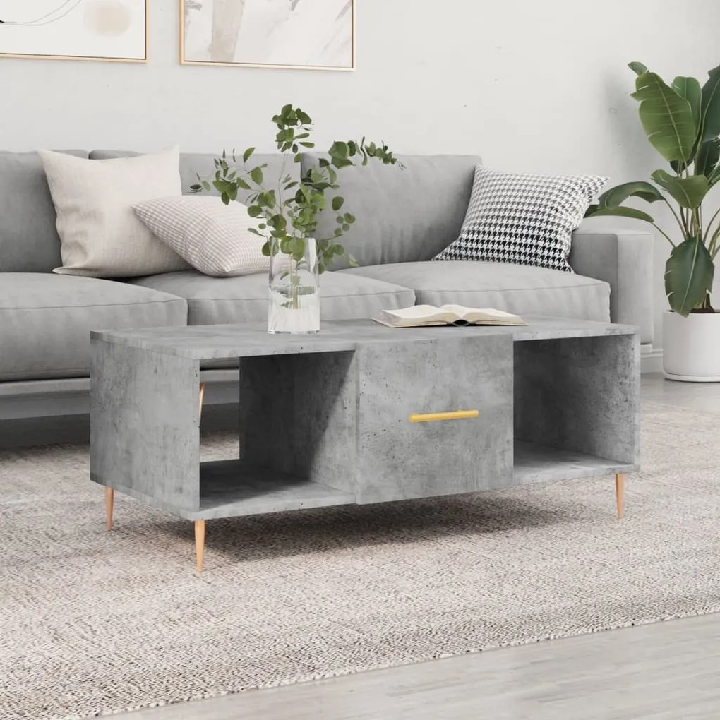Tavolino Salotto Grigio Cemento 102x50x40 Cm Legno Multistrato /