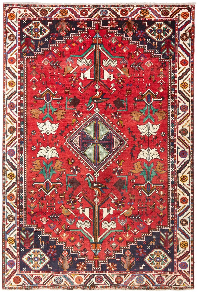 Shiraz Tappeto persiano 260 x 180 Rosso (Iran) Annodato A Mano