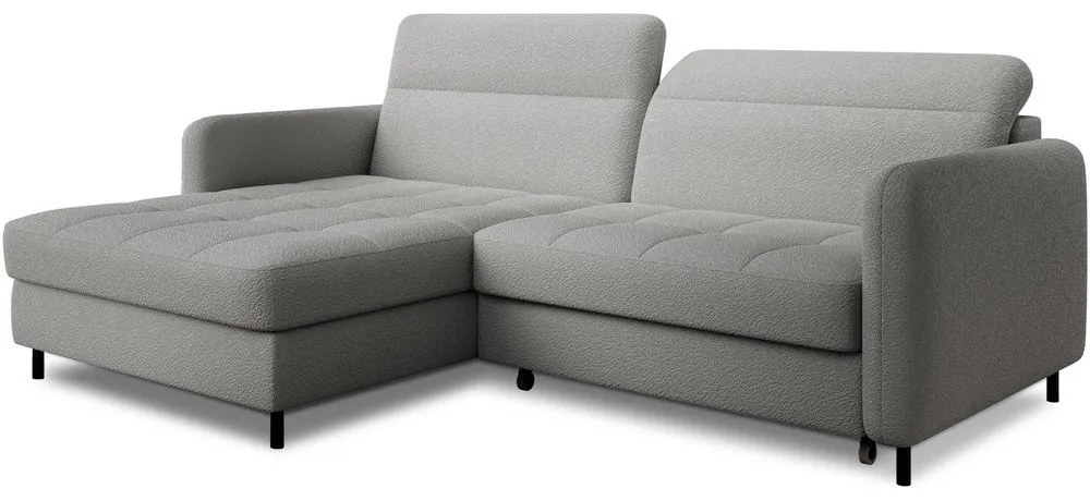 Divano angolare grigio allungabile/con contenitore (con penisola a sinistra/con chaise lounge) e rivestimento in bouclé Gomsi – ELTAP