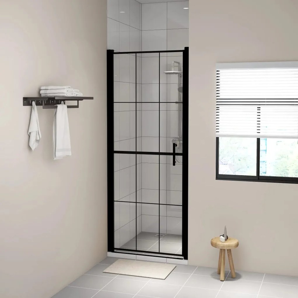 Porta Per Doccia İn Vetro Temperato 91x195 Cm Nera /