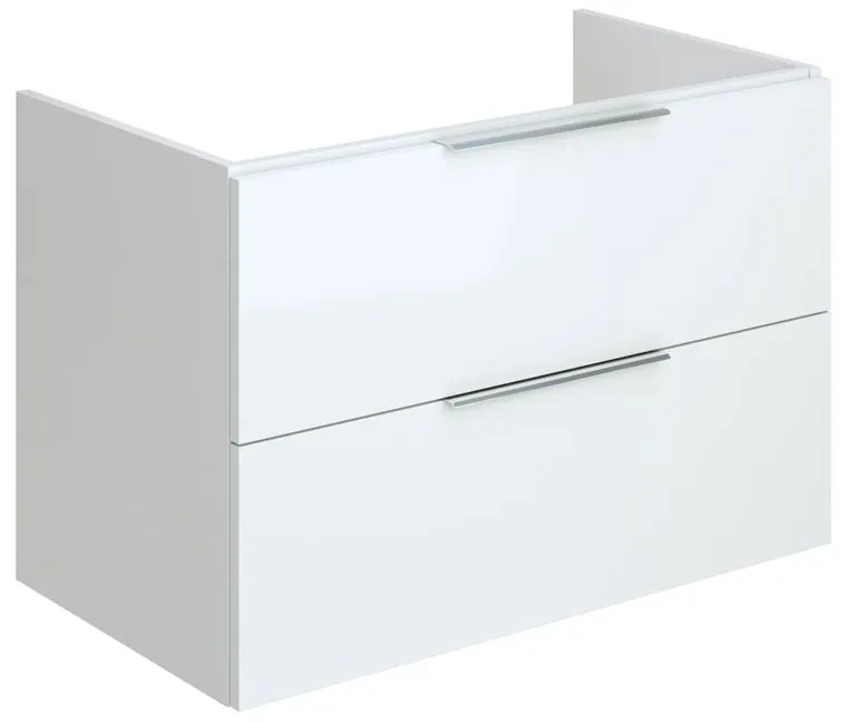 Mobile da bagno sotto lavabo bianco laccato lucido L 79 x H 53 x P 45 cm 2 cassetti, lavabo non incluso