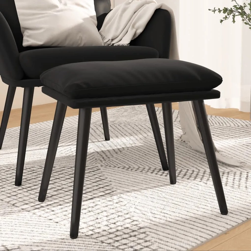 Poggiapiedi Nero 45x29,5x35 Cm İn Velluto /