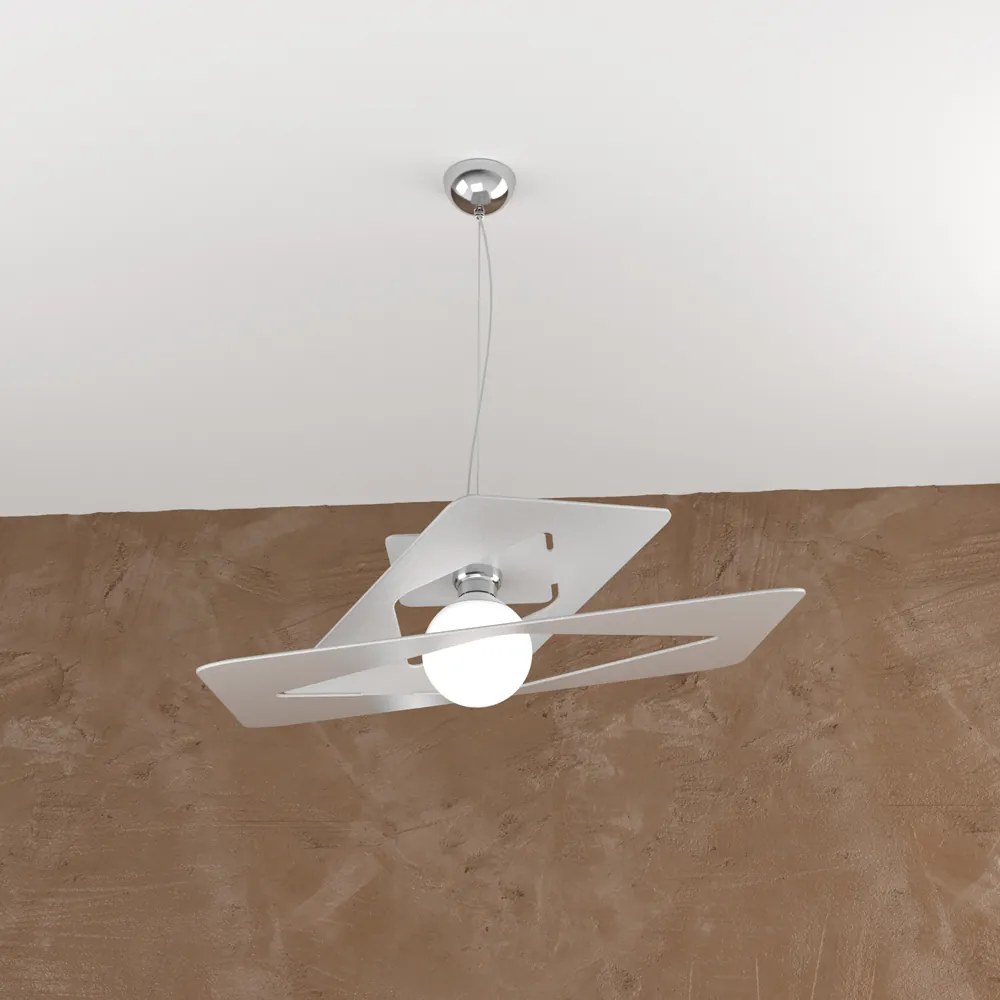 Sospensione Moderna Wacky Metallo Grigio 1 Luce E27 60Cm