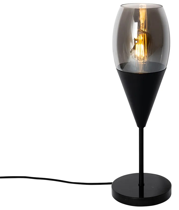 Lampada da tavolo moderna nera con vetro fumé - Drop