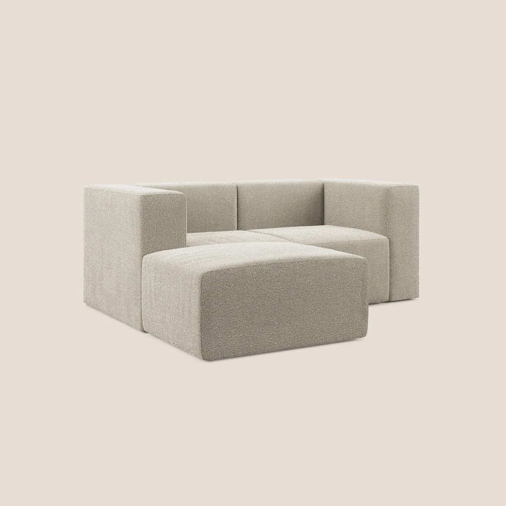 Nettuno divano angolare modulare reversibile e componibile in morbido tessuto bouclè T07 beige