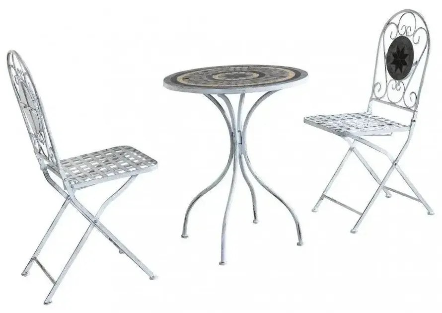 Set Bistro Alison 3 pezzi: Bianco Antico Tavolo cm 60x72, Sedie cm 36x35x91