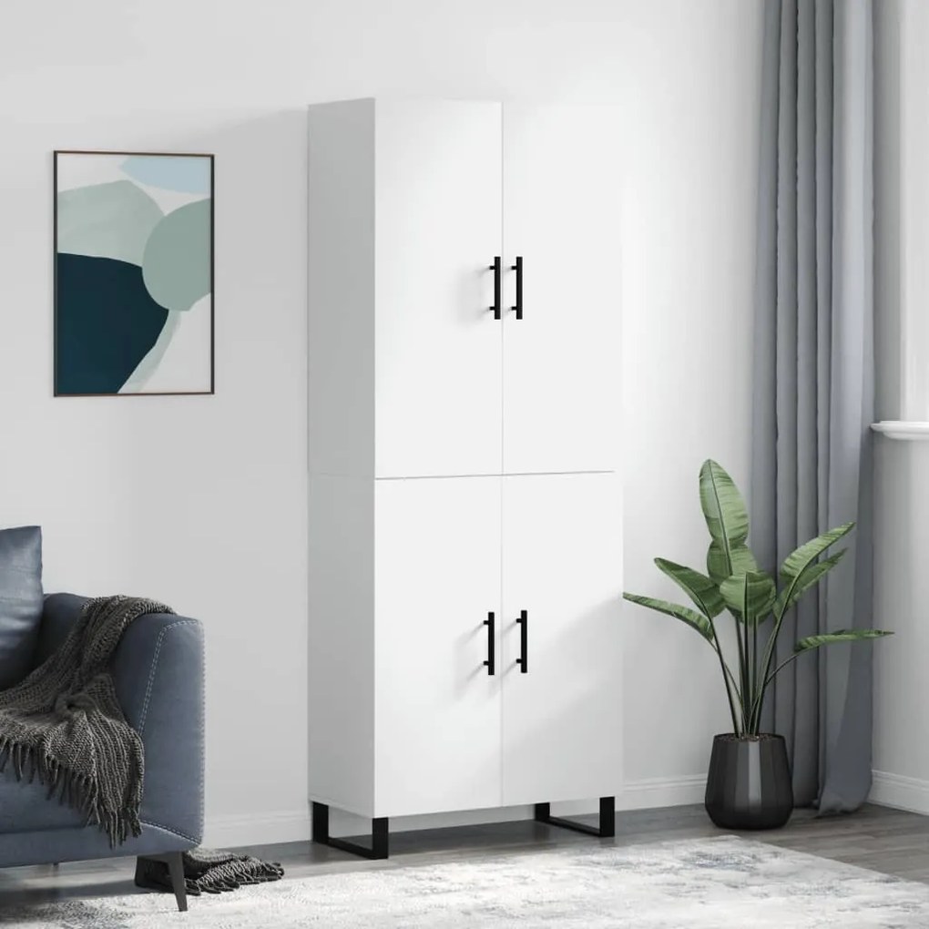 Credenza Bianca 69,5x34x180 Cm İn Legno Multistrato /