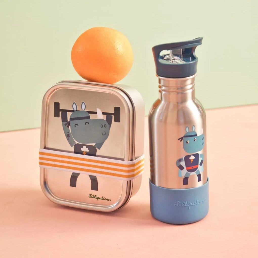 Lilliputiens - Scatola merenda in acciaio inox - Rinoceronte Marius