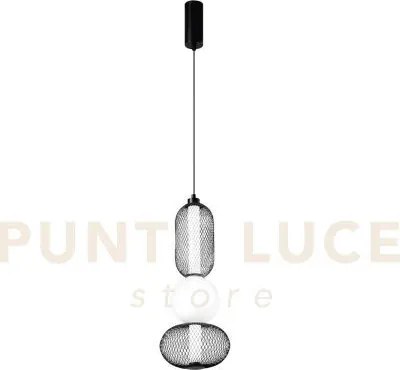 Lampadario a sospensione led inkas nera in vetro 24w 2460lm cct 300...