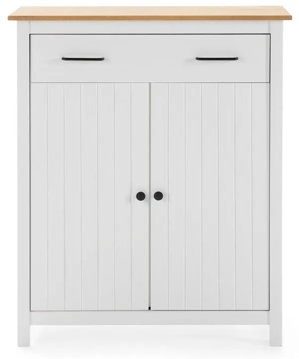 Cassettiera alta bianca in legno di pino 90x110 cm Miranda - Marckeric