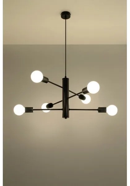 Lampadario a sospensione con filo DUOMO 6 6xE27/60W/230V nero