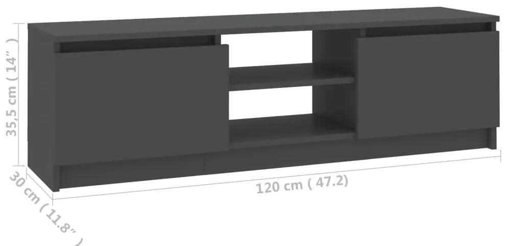 Mobile Porta TV Grigio 120x30x35,5 cm in Legno Multistrato