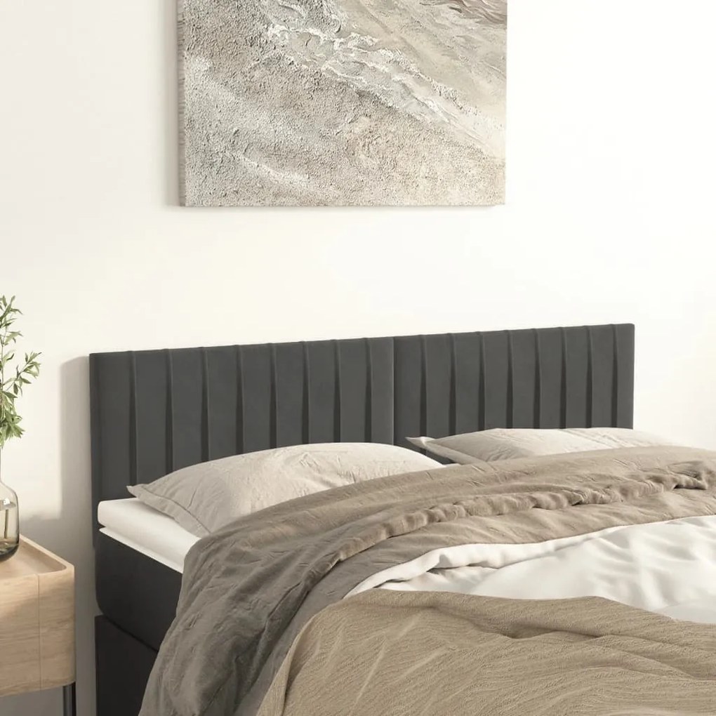 Testiere 2 Pz Grigio Scuro 72x5x78/88 Cm İn Velluto /