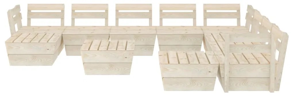 Set Divani da Giardino su Pallet 11 pz in Legno Abete Impregnato