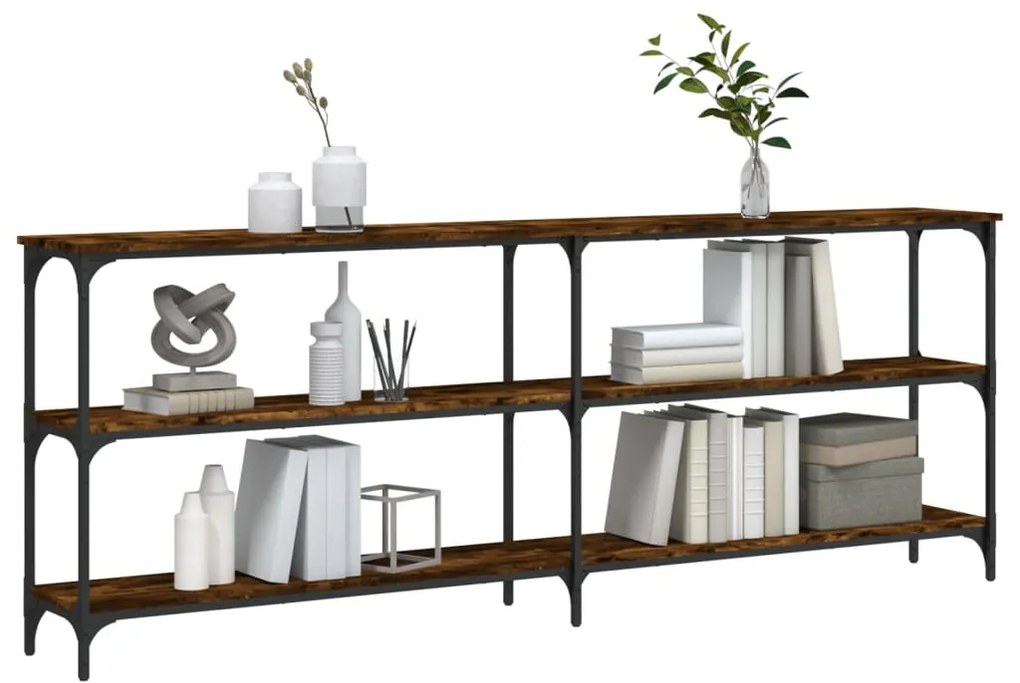 Tavolo consolle rovere fumo 200x29x75 cm in legno multistrato