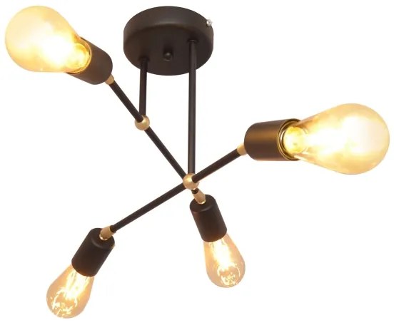 Lampadario a plafone ROSETTE 4xE27/15W/230V nero/dorato