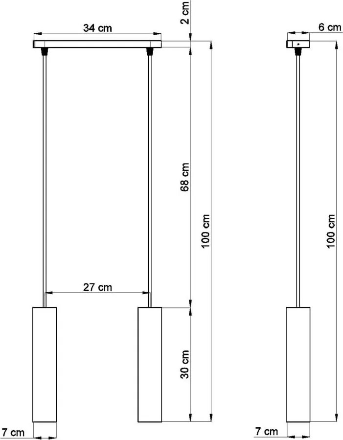 Lampada a sospensione in cemento, lunghezza 34 cm Fadre - Sollux