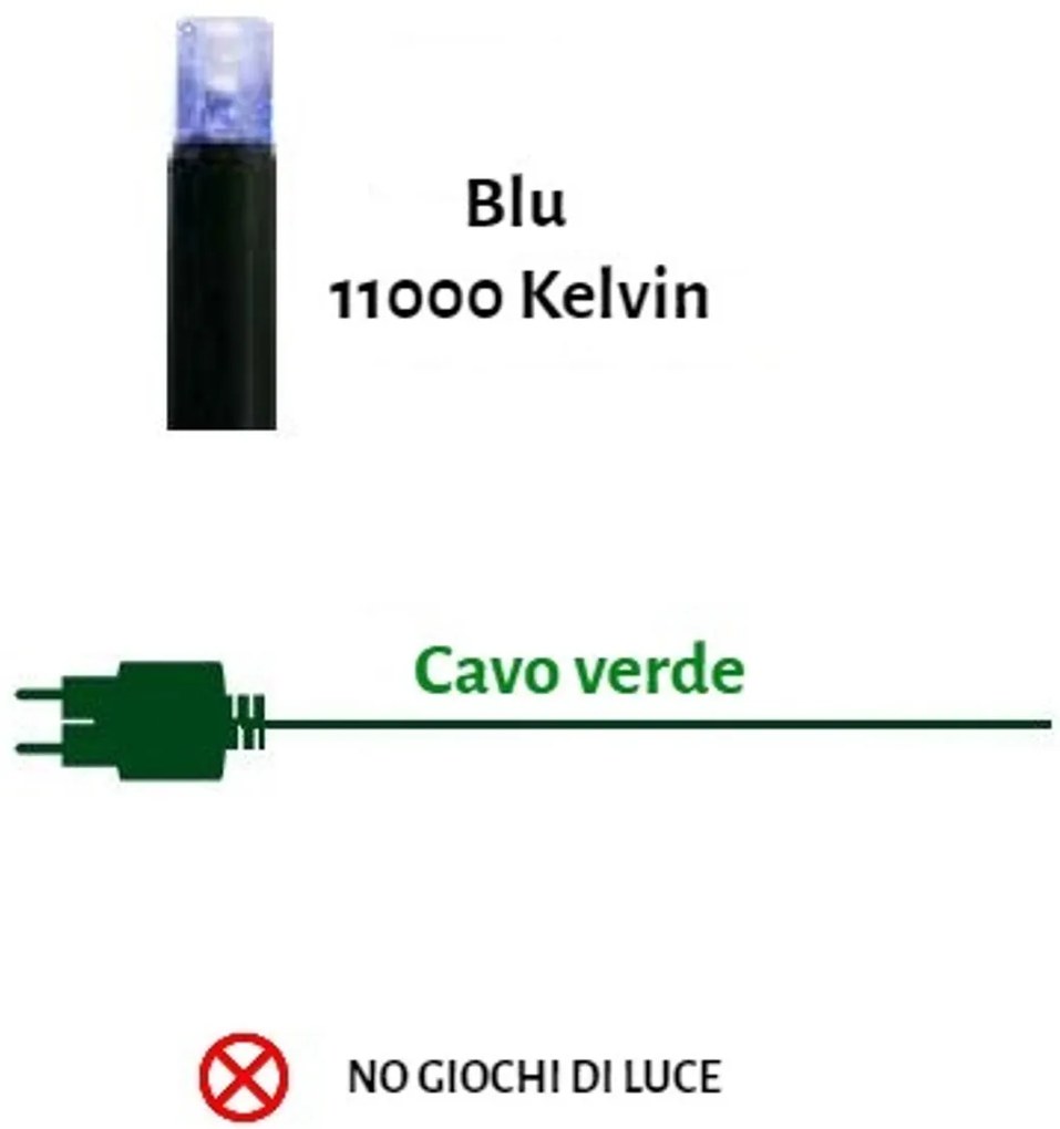 Catenaria Natalizia LED 11.6M IP65 Cavo VERDE Luce BLU Colore Blu 11000 °K
