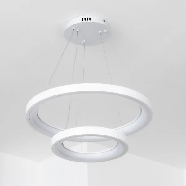 Brilagi - Lampadario LED dimmerabile a sospensione con cavo FALCON SLIM LED/68W/230V Ø 50 cm bianco + telecomando