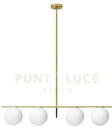 Jugen sospensione a 4 luci ottone attacco e27 sfera bianco opaco d....