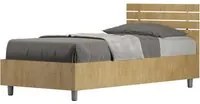 Letto Singolo 80x190 cm con Rete Ankel Testata Doghe Dritta Quercia