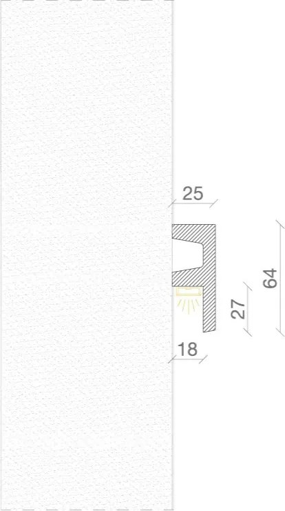 Cornice Pitturabile Squadrata per Pareti Curve per Strisce LED - 2m Variante Lunghezza 2 Metri