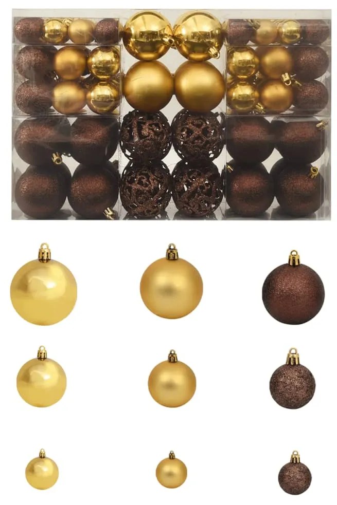 Set Palline Di Natale 100 Pz 3/4/6 Cm Marrone/bronzo/oro /