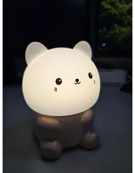 Lampada LED RGBW per bambini, touch, 1W, 5V USB, 1200 mAh, gatto