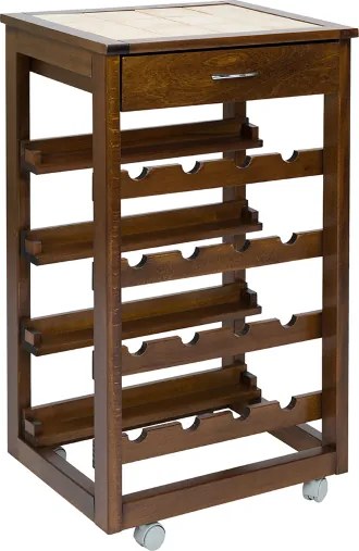 Carrello cantinetta in legno massello LANDHELL Noce