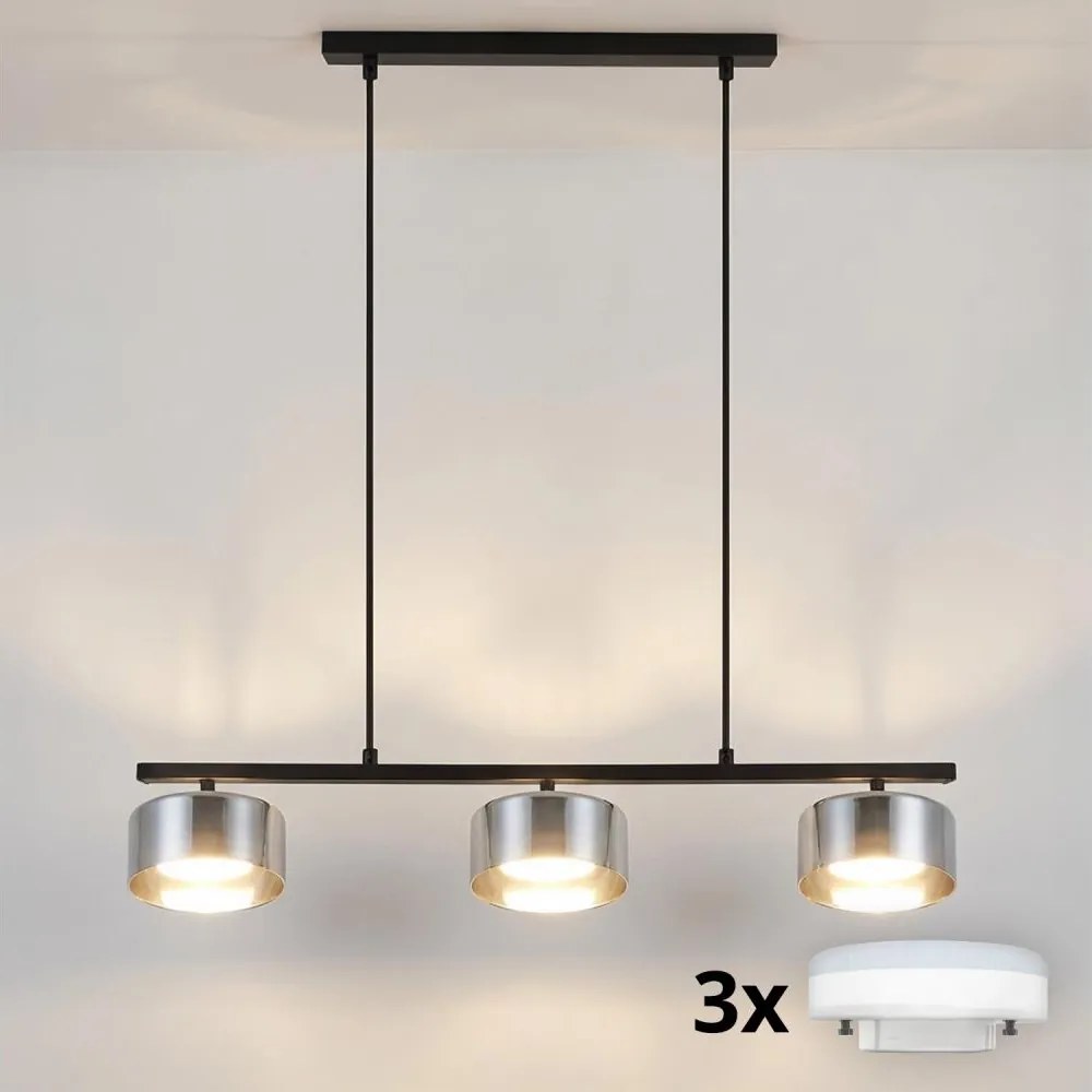 Brilagi - Lampadario a sospensione su cavo AURA LUX 3xGX53/30W/230V nero/fumé