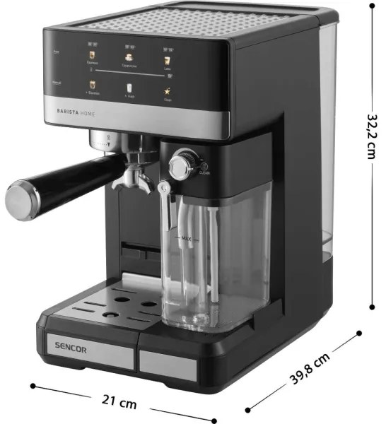 Sencor - Macchina per caffè espresso a portafiltro 1350 W/230 V nero/cromo satinato