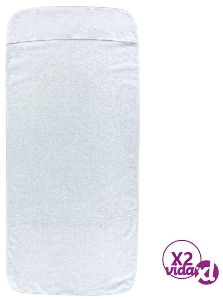 vidaXL Asciugamani da Spiaggia 2 pz Bianchi 75x200 cm Tessuto 400 GSM