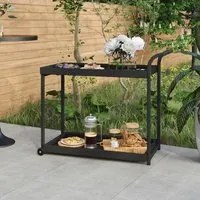 Carrello da Bar Nero 100x45x83 cm in Polyrattan 316666