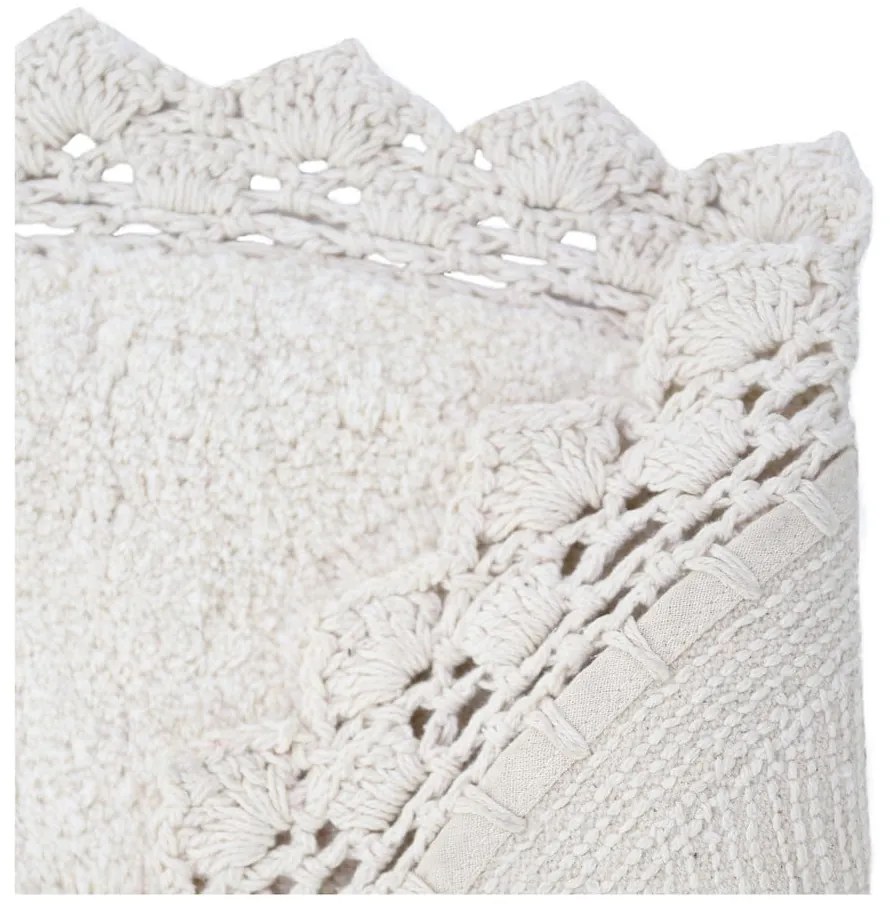 Tappeto in cotone bianco panna fatto a mano, ø 110 cm Perla - Nattiot