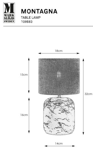 Markslöjd 108683 - Lampada da tavolo MONTAGNA 1xE14/40W/230V 32 cm beige/nero