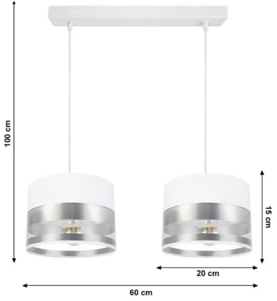 Lampadario su filo MILO 2xE27/60W/230V argento