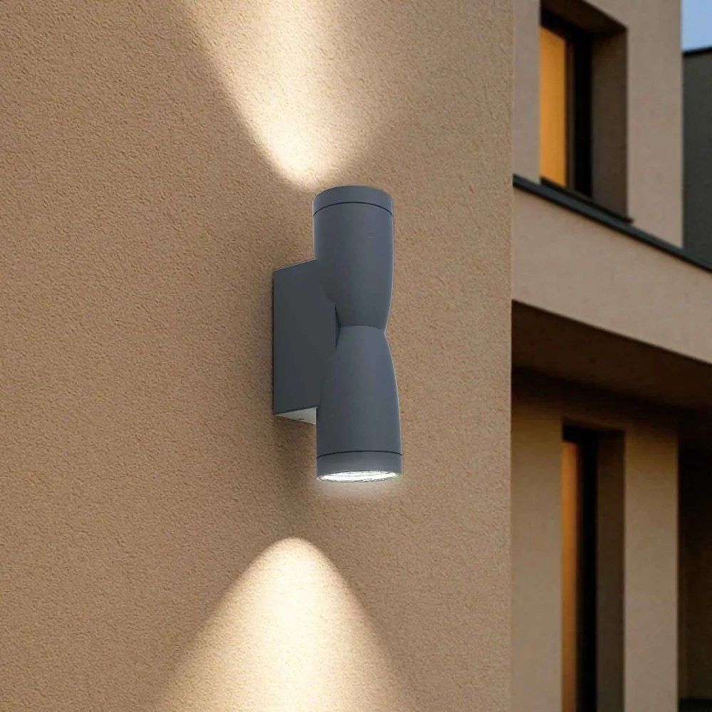 Applique Conica a Clessidra Bidirezionale, IP65 GU10 - Grigia Colore del corpo Grigio