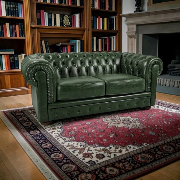 Divano 2 Posti Royal Chesterfield L175 cm in Pelle Vintage - Verde
