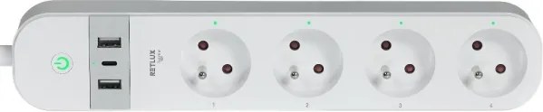 Retlux - Smart estensione cavo con interruttore 4Z + 2xUSB-A+1xUSB-C 1,5m Wi-Fi Tuya bianco