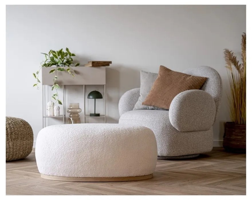 Sgabello bianco in tessuto bouclé Manhattan - House Nordic