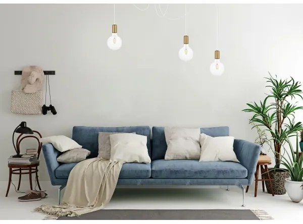 Lampadario a sospensione con filo MIROS 3xE27/60W/230V ragno bianco/oro