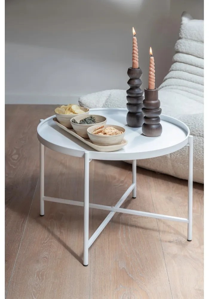 Tavolino da salotto rotondo bianco in metallo ø 50 cm Meseta – Leitmotiv